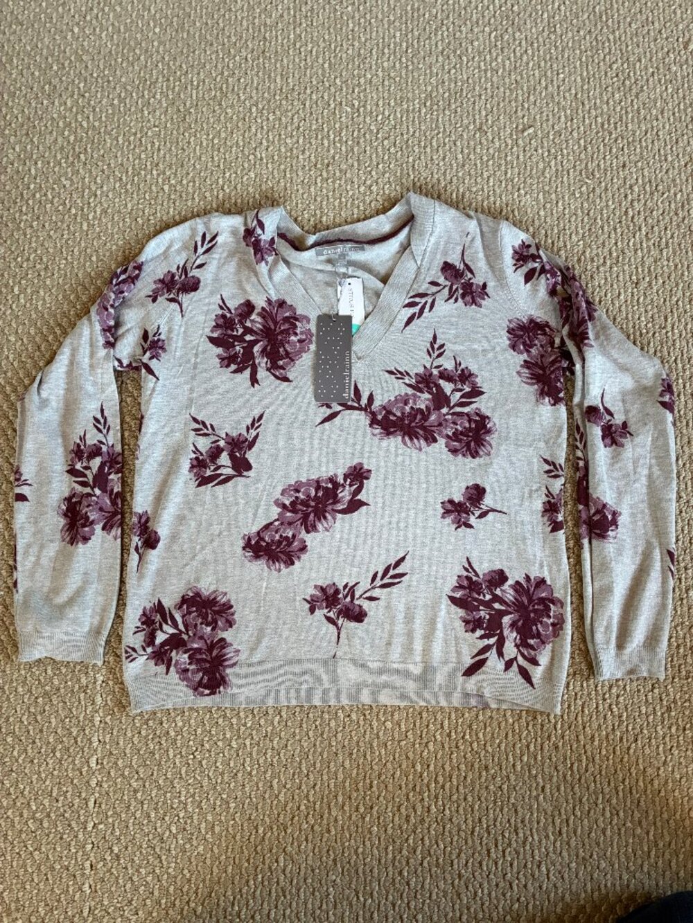 NWT Daniel Rainn Purple Gray Floral Sweater XL Stitchfix